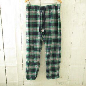 Lands End Pajama Pants L Large 14 16 Flannel Green Blue Plaid